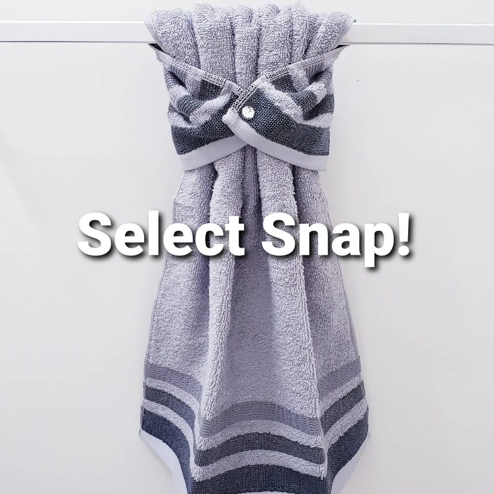 💚FINAL💚LAST ONE! #0970-C ■NEW! Gray w/stripe Hang'N'Snap HAND Towel🤍